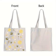 white tote bag with small bees
