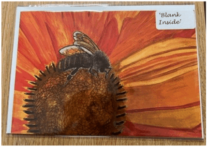 7" x 5" HONEYBEE ON SUNFLOWER GREETINGS CARD