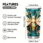 20oz Stainless Steel Insulated Tumbler with Lid - Bee Design 22