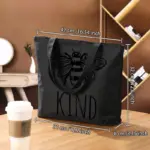 Bee Kind Black Tote Bag with Zipper Closure - Image 2