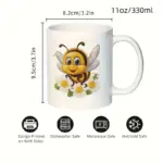 11oz Ceramic Bee Mug with Floral Design - Image 2
