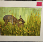 A3 Mother & Baby Deer in Field of Buttercups Print