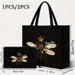 Queen Bee Tote Bag with Small Bag BLACK