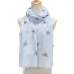 Sky Blue Scarf with Bees