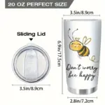 20oz Stainless Steel Insulated Tumbler with Lid - Bee Design 18