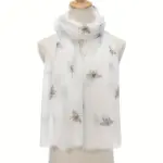 White Scarf with Bees
